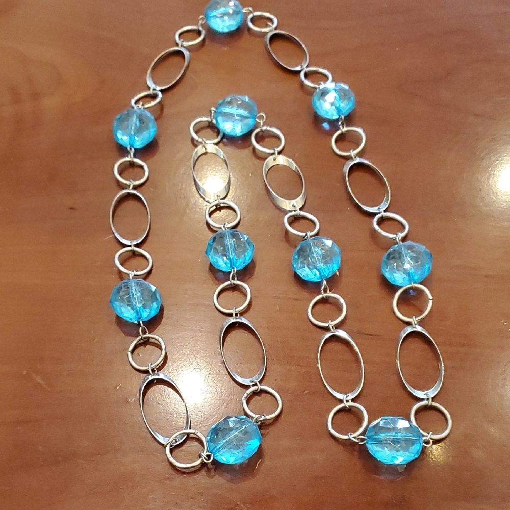 Silver & Blue Costume Necklace